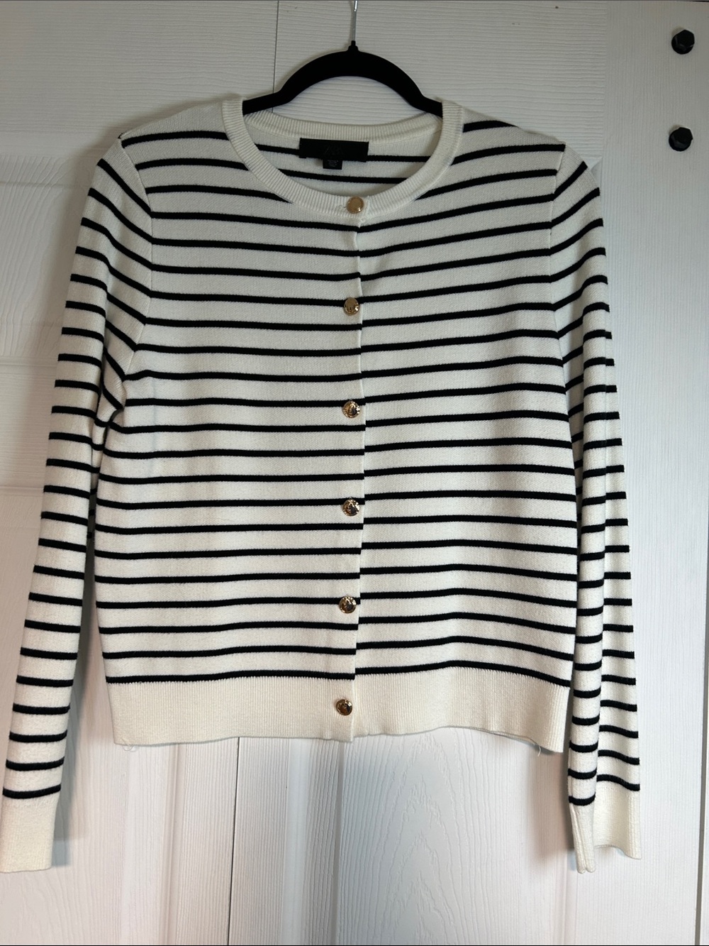 Zara Cream and Black Striped Button-Front Cardigan